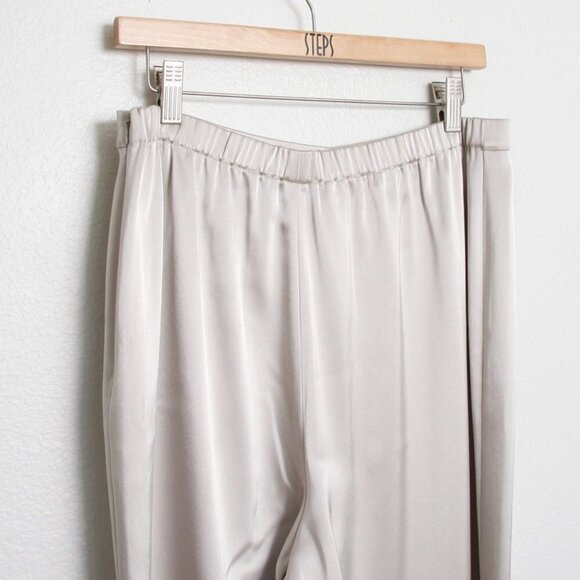 St. John Satin Wide Leg Pants Taupe 10 "Altered" - Picture 4 of 8